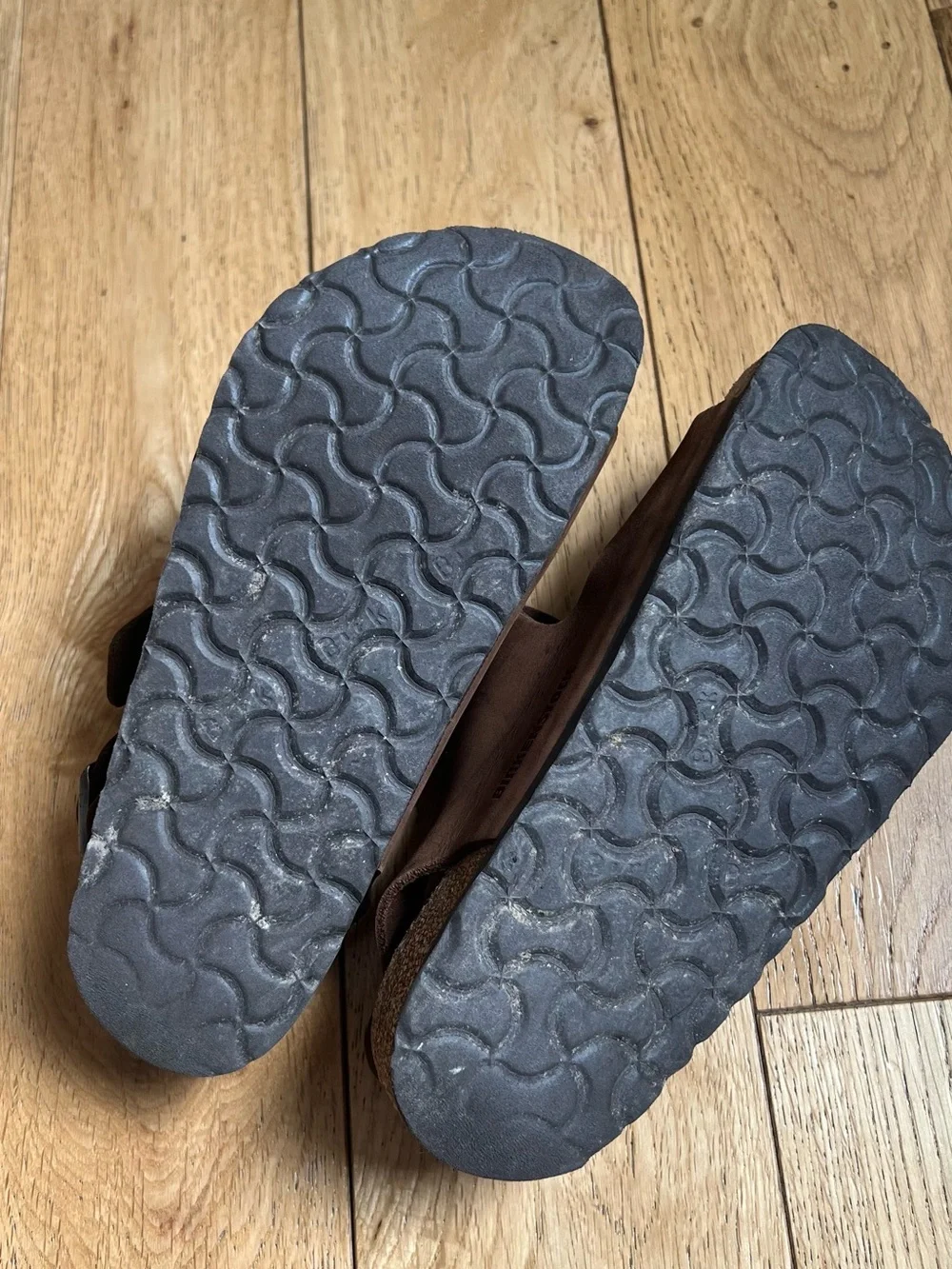 Birkenstock Brown Triple-Buckle Sandals ankle strap